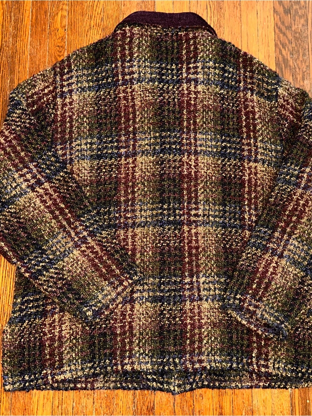 XL Women’s Weave Of The Irish Wool Blend Plaid Purple Multicolor Buttoned Jacket - Picture 2 of 7